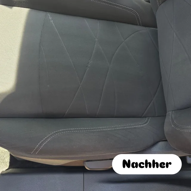 Sitz im Detail – Nachher, Detailaufnahme der Fahrzeugaufbereitung